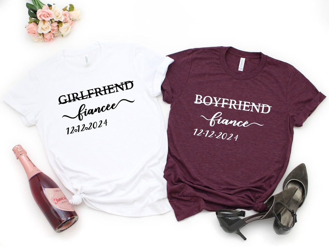 Engagement Tees for the Couple, Girlfriend Fiancee Shirt, Boyfriend ...