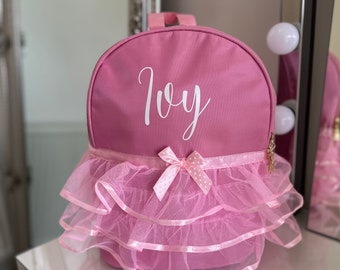 personalised pink tutu backpack