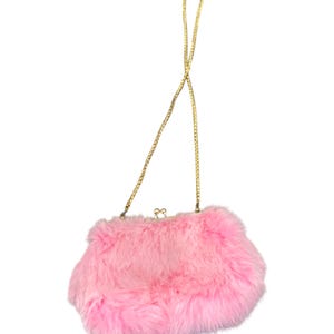 Hellrosa Kaninchenfell Tote Handtasche Crossbody Kette Tasche