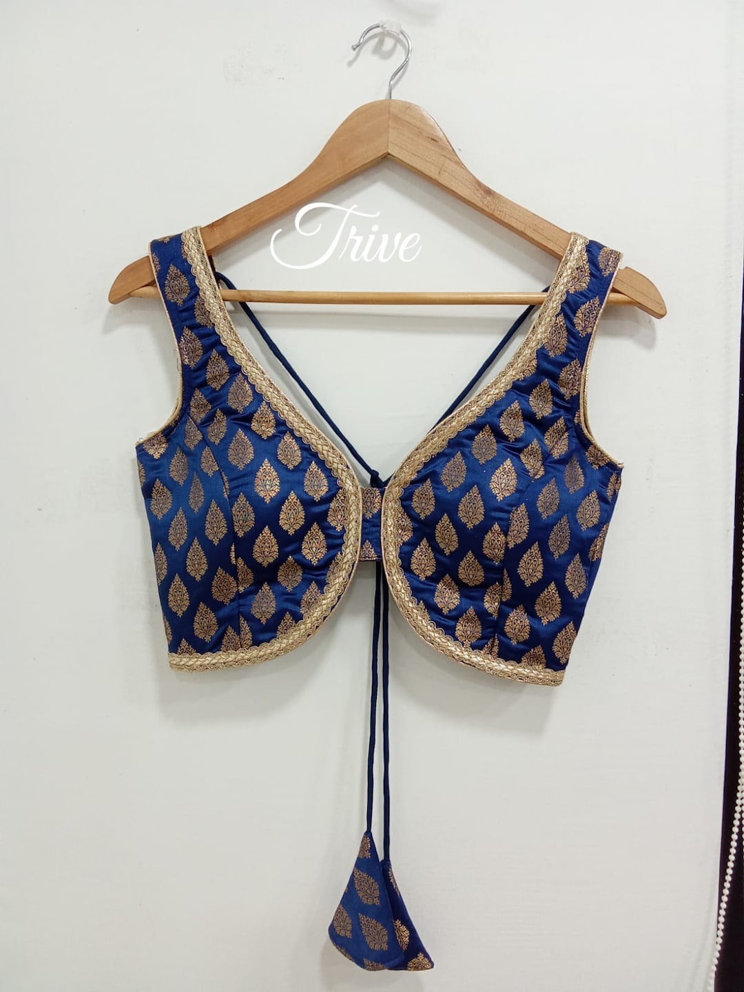 Buy Saree Lehenga Indian Blouse Blue Brocade Bananas Silk