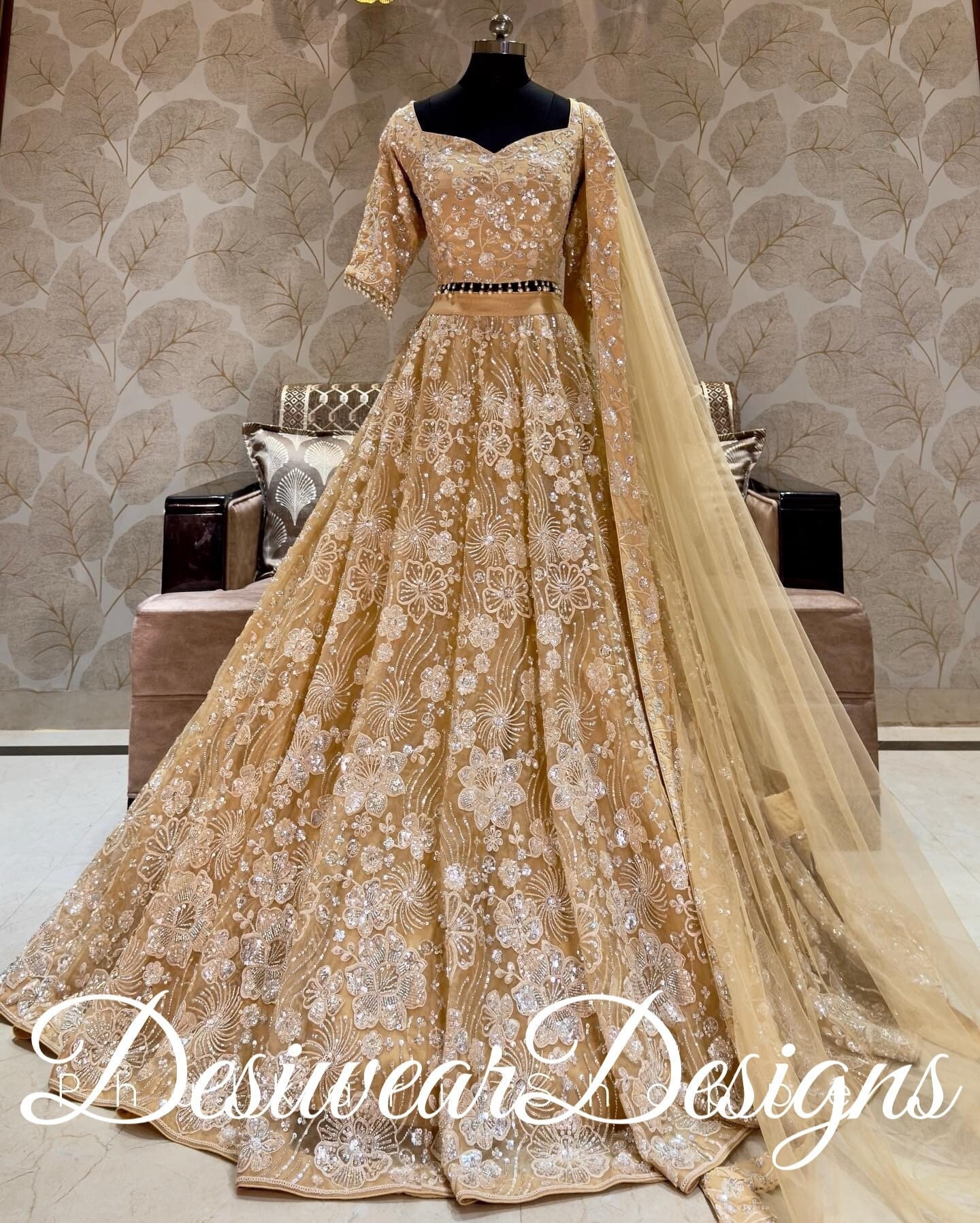 Gold lengha skirt deals