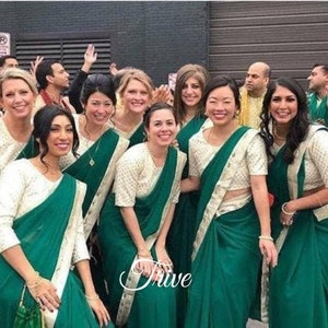 Indian bridesmaids Green saree for women | Indian functions designer sari lehenga for wedding Indian bridesmaid Dress dresses