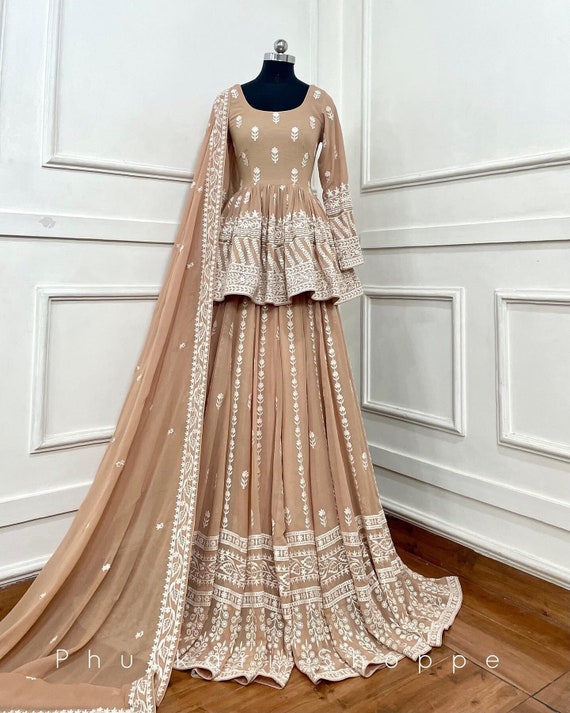 peplum top with ghagra