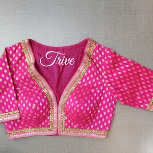 Pink Brocade silk Blouse, Indian Saree Blouse, Brocade Silk Blouse, Chanderi Silk Blouse, Made To measure Blouse, Choli, Blouse for Woman.