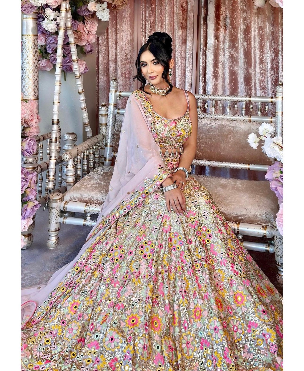 Bridal multicolor lehenga hot sale