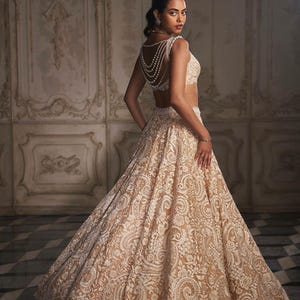 Lehenga blouse custom made of  pure tissue resham thread Indian wedding dress for women - Made to measure outfit