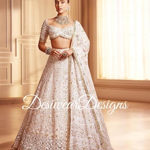 Ivory Beige wedding lehenga choli set wedding outfits cream lehenha off-white lehenha ceremony Lehenga engagement cocktail reception sangeet