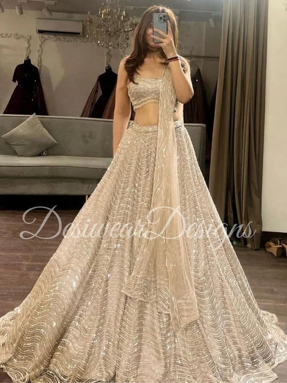 Heavy Lehenga for Wedding Reception Plus Size Blouse Customised White Lengha Choli for Women Made to Measure Outfit Etsy Canada