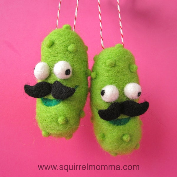 One Mustache Crazy Pickle Christmas Ornament