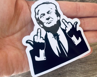 Trump Flipping the Bird Stickers - Waterproof - 3 inches
