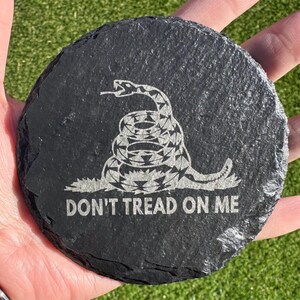 Don&#39;t Tread On Me - Slate Coaster - American Drinkware - Gadsden Flag, American Decor, Gift, Decor - FREE SHIPPING