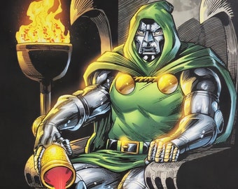 Doctor Doom Comic Art Print Signed Guy Dorian Sr.