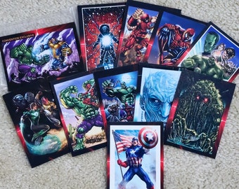 Super-héros, Hulk, Deadpool, lanterne verte, chose homme, cartes à collectionner imprimées de bandes dessinées GOT par Guy Dorian Sr