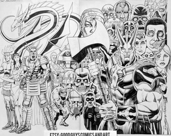 Original Comic Art - Blood Hammer Poster - Guy Dorian Sr & Sal Buscema