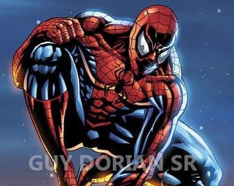 Spiderman Comic Art Print Signed Guy Dorian Sr.