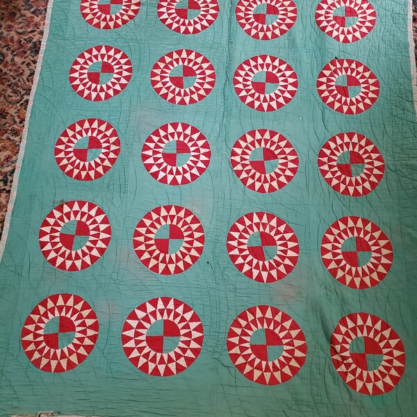 Vintage Hand Pieced Hand Quilted Quilt FREE SHIPPING