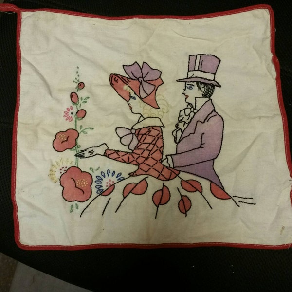 Bezaubernde Vintage Stickerei Kissen Slip Doiley Geschirrtuch
