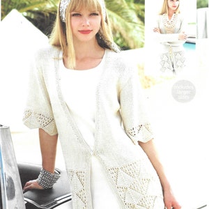 Knitting Pattern - PDF pattern download for - Spring/Summer Long Cardigan Long or Short Sleeves - 6 sizes XS-XXL