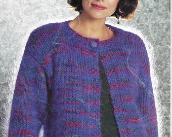 Knitting Pattern - PDF pattern download for - EASY Mohair Short Cardigan/Jacket - Knit on 10mm - Sizes 41-48 inch finished bust