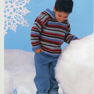 Knitting Patterns - PDF Instant Download - for Striped Pullovers with Hood or Crew Neck, Leg Warmers and Hat- Sizes 2-12 yrs