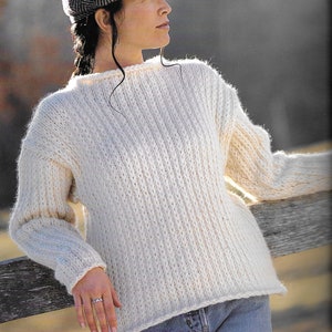 SIMPLE DESIGN- PDF pattern download for - Funnel Neck Rib Style Pullover Chunky Weight - Beginner