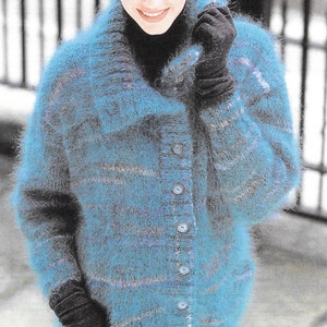 Mohair Knitting Pattern - PDF pattern download for High collared Coat