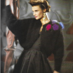 Mohair Knitting Pattern  - PDF pattern download for Bolero/Short Cardigan  with Mock Corsage knit in Jewel Colors - One Size Fits Most