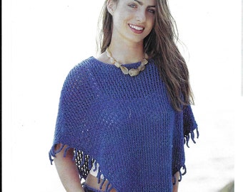 Knitting Pattern - PDF pattern download for - Summer PONCHO - Denim Cotton One Size