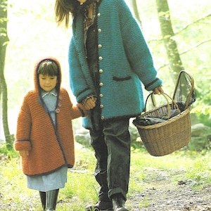 Mohair Knitting Pattern  - PDF pattern download for Hooded Mohair Double strand Coat - Adult and Children Sizes
