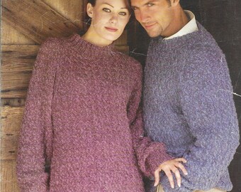 Knitting Pattern PDF pattern download for 2 Versions of Unisex Shadow Cables - for Men and Women - Size Small to Ex Large