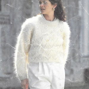 Knitting Pattern  - PDF pattern download - for Short Cropped MOHAIR Openwork Pullover - Small to Large Sizing