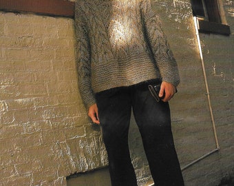 Mohair Sweater Knitting Pattern  - PDF pattern download Cable and Openwork - Mohair and Cotton Combo - Sizes 45 to 53 inches finished bust