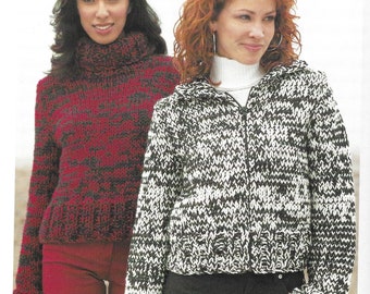 Knitting Pattern - PDF pattern download for - EASY Chunky Quick Knit - Cropped Pullover and Jacket (S-L) - Knit on 10mm Needles