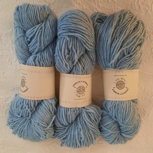NUOVO - CANADIAN Consitt Wools - 100% Lana d'agnello - Filata, tinta e lavorata in Canada - Matasse da 100 g 168 iarde 154 m 1 capo Morbida Filata Grossa Azzurro CHIARO