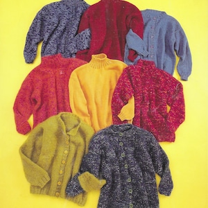 Knitting Pattern  - PDF pattern download - Mohair Cardigans, Pullovers - BEGINNER - Different yarns and tensions - Adult and Children