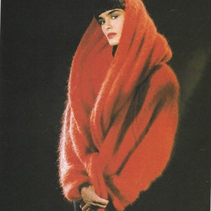 Mohair Knitting Pattern - PDF pattern download for RETRO Jacket with Collar/Hood - One Size
