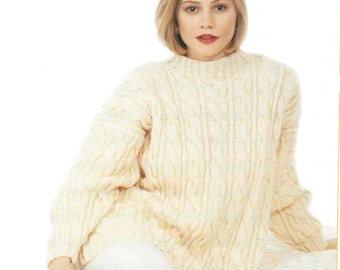 Knitting Pattern - PDF pattern download for - Classic Fisherman all over Cables  - ONE Size finished bust 47" - Knit on 5mm Needles