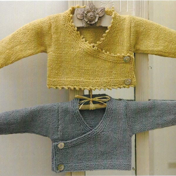 Knitting Pattern  - PDF Instant Download - Baby KIMONO Style Cardigan Sweater Pattern - Boy and Girl Version