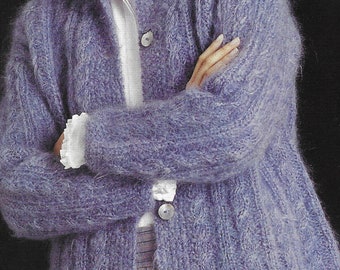 Knitting Pattern  - PDF pattern download - Mohair Cable Button Cardigan