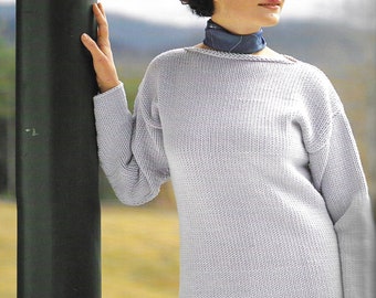 SIMPLE DESIGN- PDF pattern download for - Boatneck Chunky Weight Pullover - Beginner/Easy