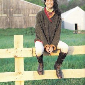 Mohair Strickmuster - PDF-Muster-Download für EASY Mohair Pullover mit kontrastierendem Rand - Größen S, M, L