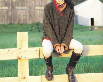 Patrón de tejido de mohair: descarga de patrón en PDF para jersey de mohair fácil con ribete en contraste: tallas S, M, L