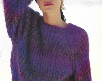 Mohair Knitting Pattern - PDF pattern download for Raglan Rib Pullover