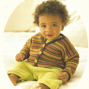 Knitting Pattern  - PDF download - BABY Multi Color and Stitch Cardigan  in 6 Sizes 3 - 24 Months - EASY Knit