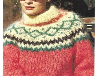 Mohair Strickmuster - PDF Muster-Download für Mohair Pullover im isländischen Stil - Anleitung für Erwachsene und Kinder