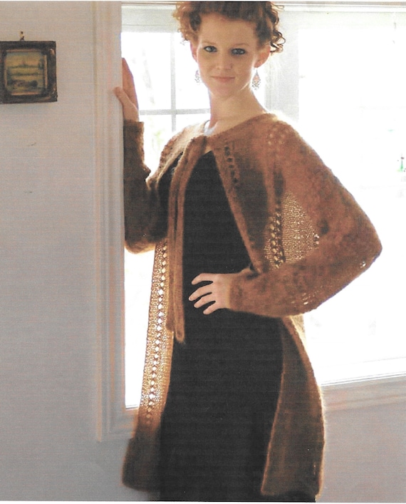 Mohair Knitting Pattern - PDF pattern download for - Long Coat knit with Kid Mohair - Sizes XS - XXL