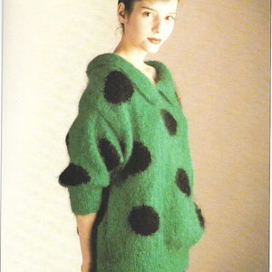 Mohair Knitting Pattern  - PDF pattern download for RETRO  Polka Dot Pullover - One Size