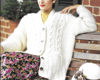 Mohair or Bulky Wool - PDF pattern download Oversized Cardigan - Ladies Small, Medium and Large