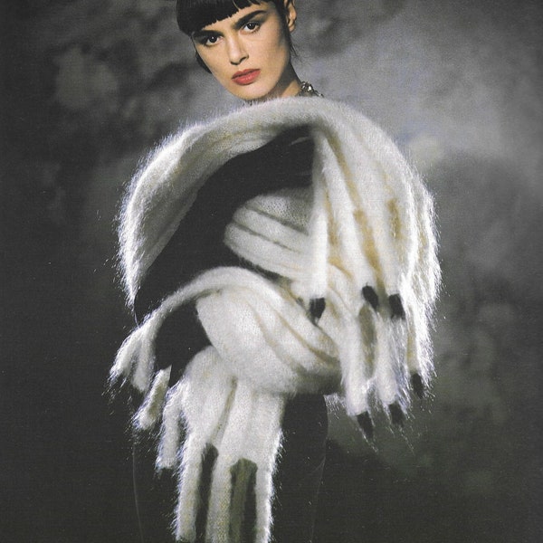 Mohair Knitting Pattern - PDF pattern download for RETRO  Stole/Wrap/Shawl