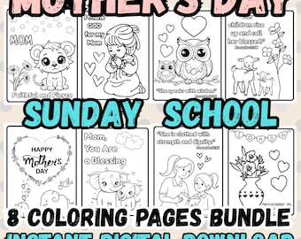 Dibujos para colorear del Día de la Madre: Paquete imprimible para la escuela dominical (descarga digital)
